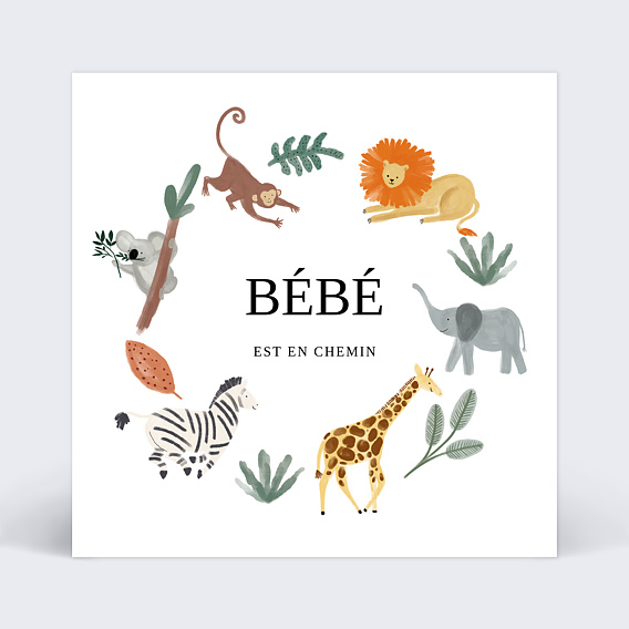 Carte Annonce Grossesse Couronne jungle