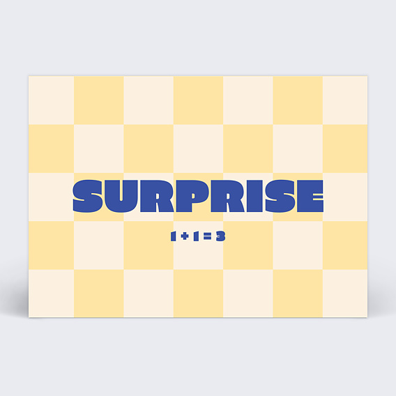 Carte Annonce Grossesse Damier jaune beurre