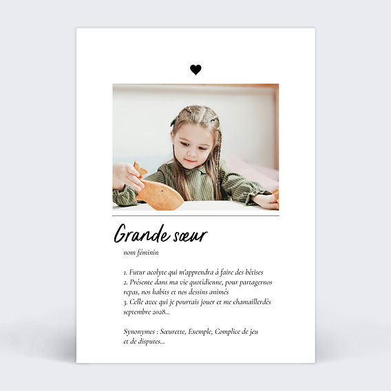 Carte annonce grossesse Définition sœur