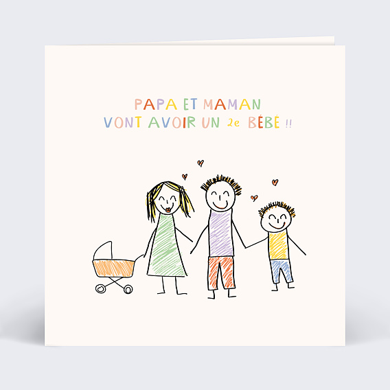 Carte annonce grossesse Dessin Papa et Maman