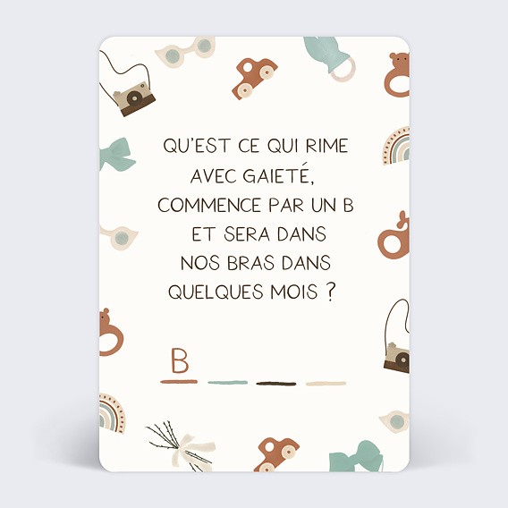 Carte annonce grossesse Devinette