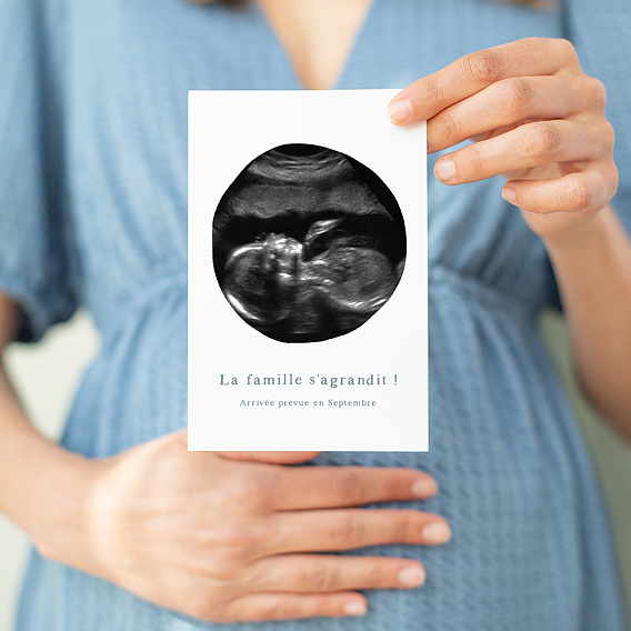 Carte polaroid en bois annonce grossesse bébé personnalisée