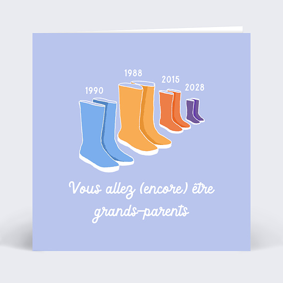 Carte annonce grossesse originale - La famille s'agrandit - Bottes de pluie