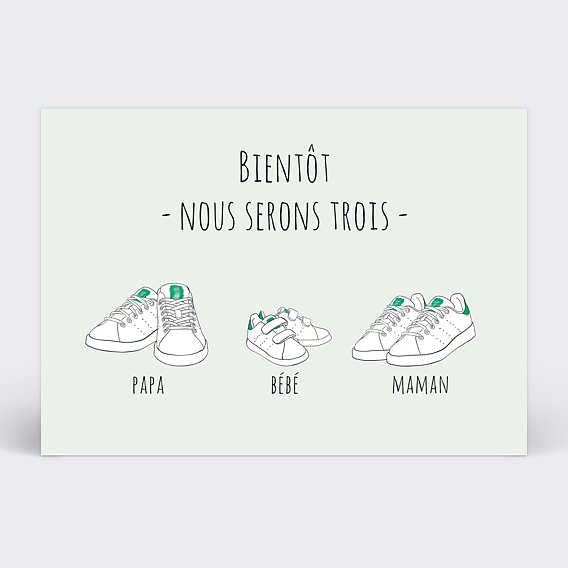 Carte annonce grossesse Famille Baskets