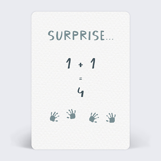 Carte annonce grossesse Jumeaux petites mains