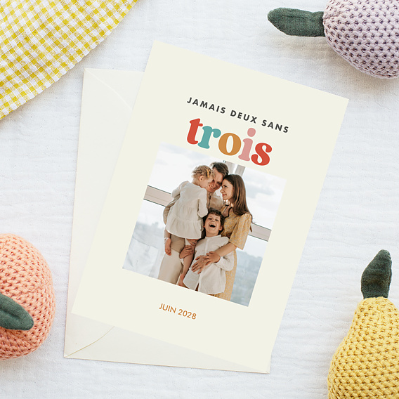 Carte annonce grossesse Troisième enfant