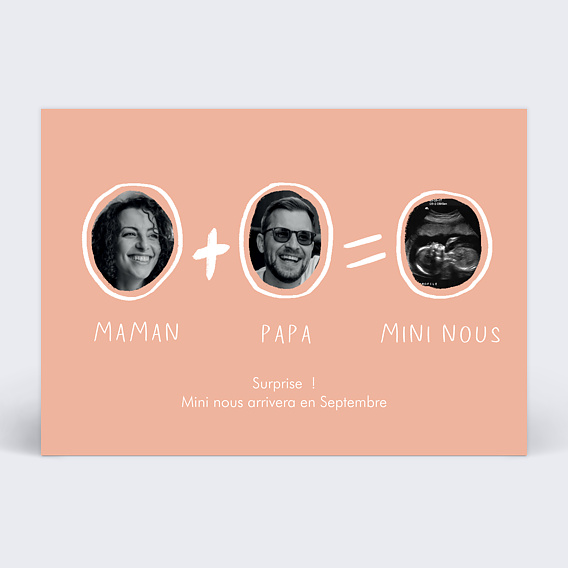 Carte annonce grossesse Papa + Maman simple