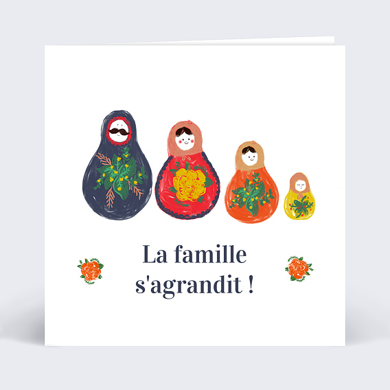 Carte annonce grossesse Poupées Russes