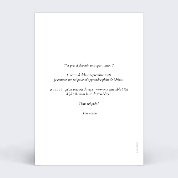 Carte annonce grossesse Définition Tonton Verso