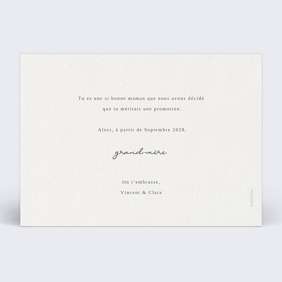 Carte annonce grossesse Petit Lapin Gris Verso