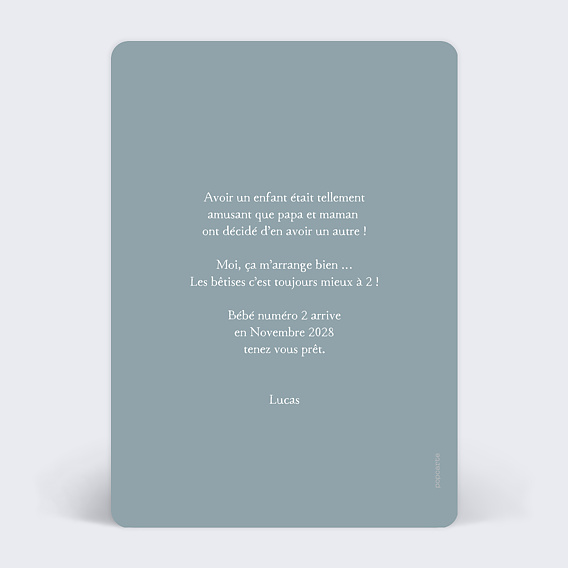 Carte annonce grossesse Annonce enfant Verso