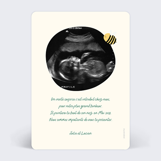 Carte annonce grossesse Bébé Printemps Verso