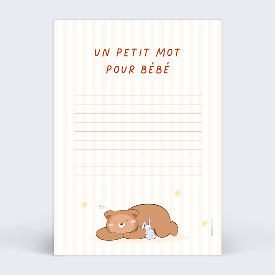 Carte annonce grossesse Carte pronostic ourson Verso