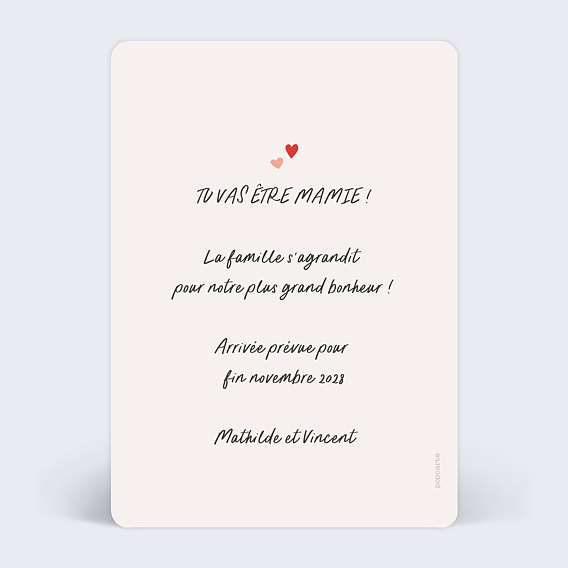 Carte annonce grossesse Clémentine Verso