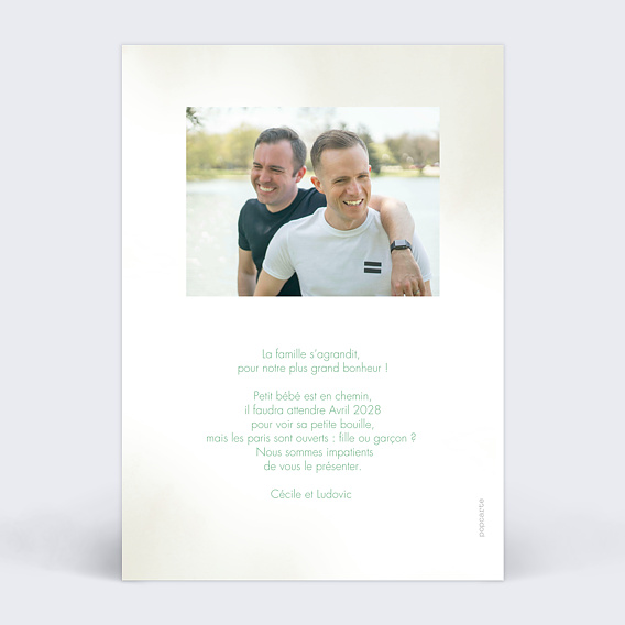 Carte annonce grossesse Cousins Formidables Verso