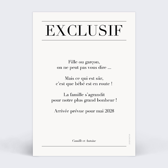 Carte annonce grossesse Magazine Verso