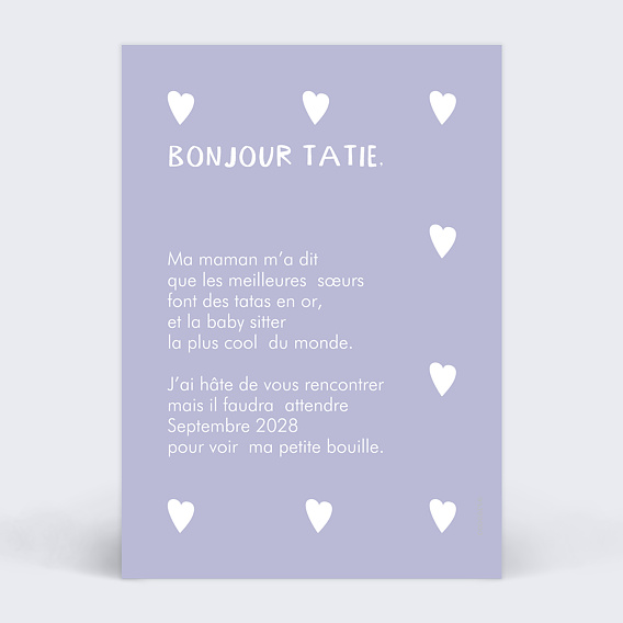 Carte annonce grossesse Parole de bébé Verso