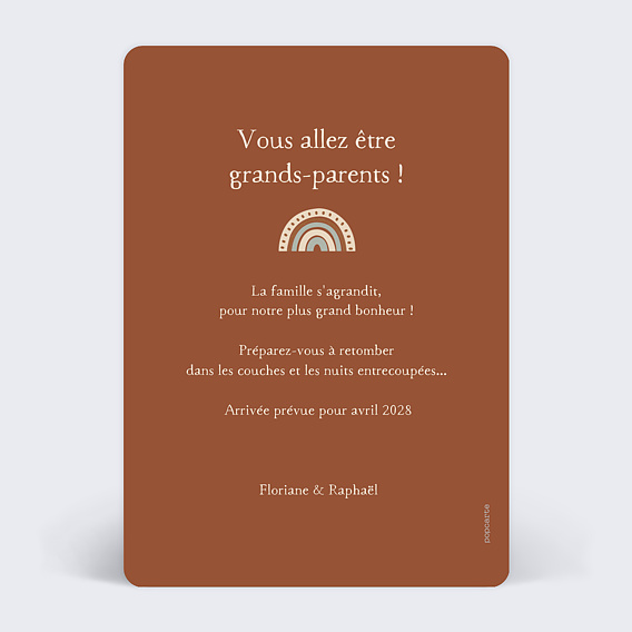 Carte annonce grossesse Petit Arc-en-ciel Verso