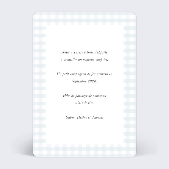 Carte annonce grossesse Petit Œuf Verso