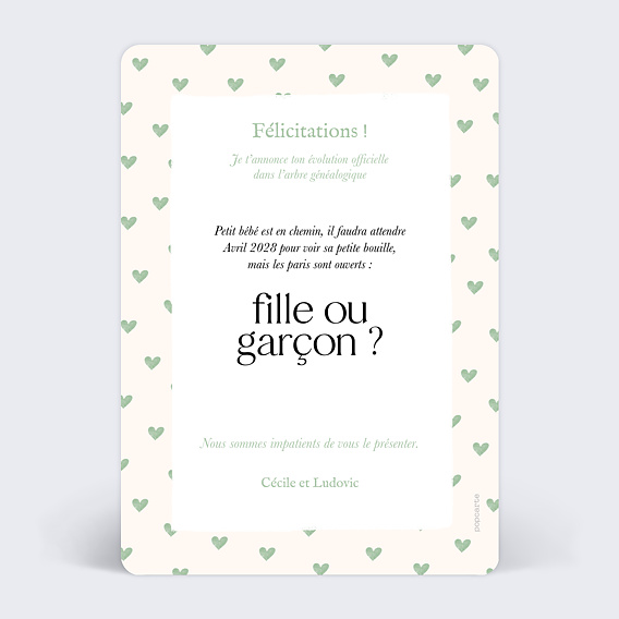 Carte annonce grossesse Promotion Tonton Verso