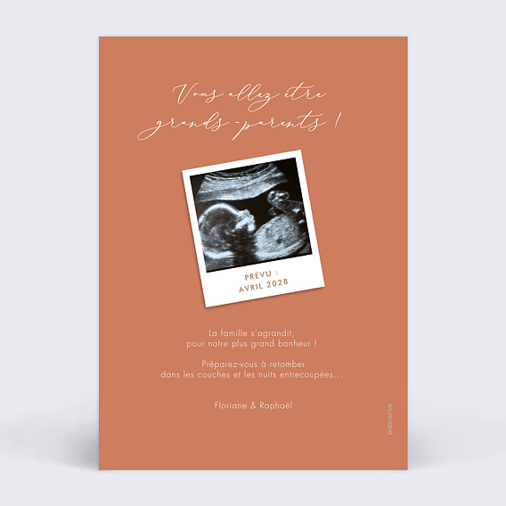 Carte annonce grossesse Surprise Typographie Verso