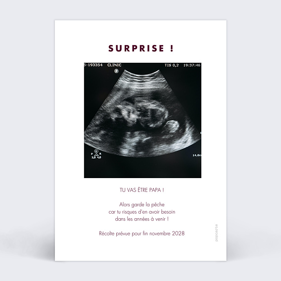 Carte annonce grossesse Vin à volonté Verso