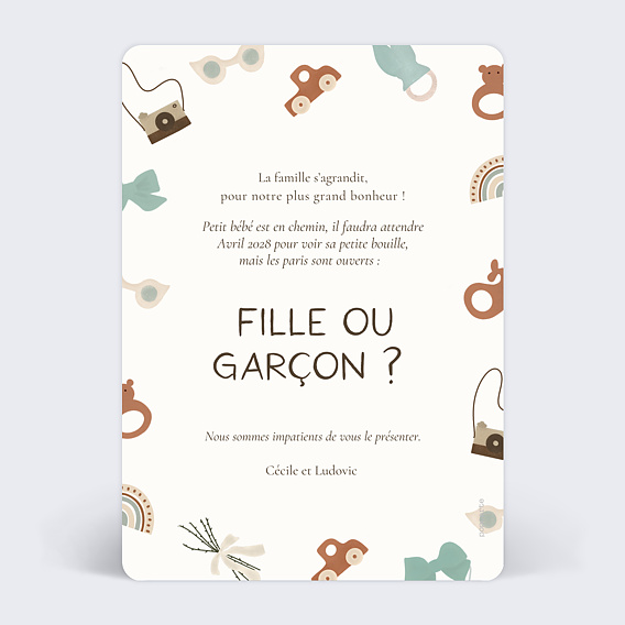 Carte annonce grossesse Devinette Verso