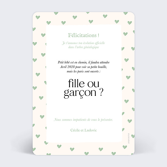 Carte annonce grossesse Promotion Tonton Verso