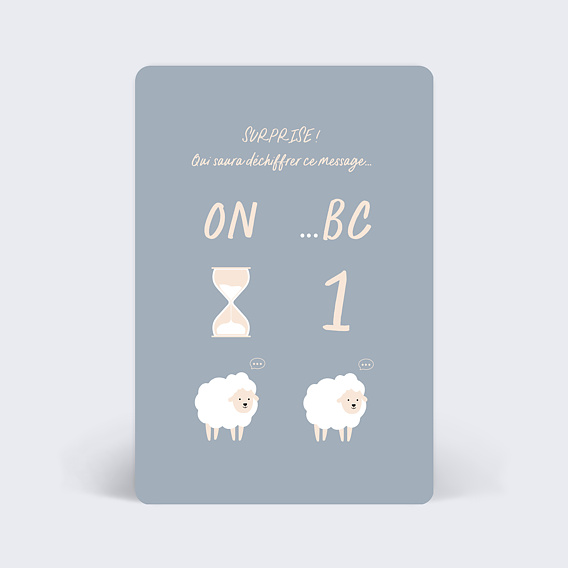 Carte annonce grossesse Humour Rébus Recto