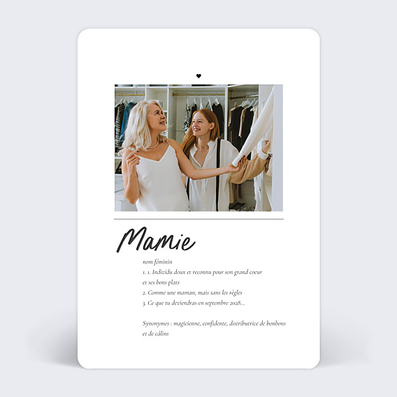 Carte annonce grossesse Définition Mamie