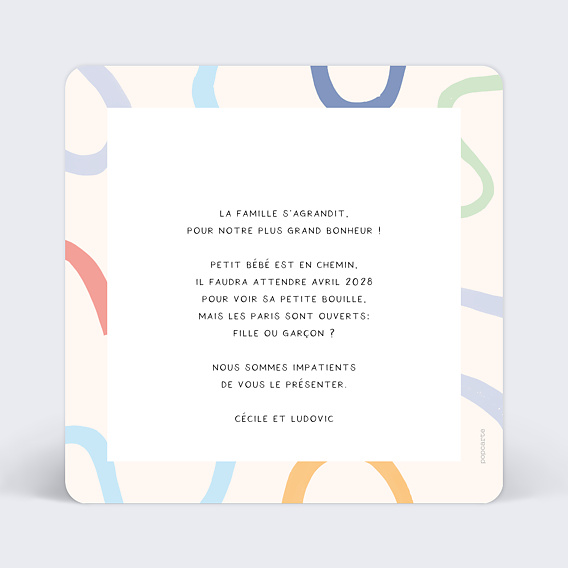 Carte annonce grossesse Entre les lignes Verso