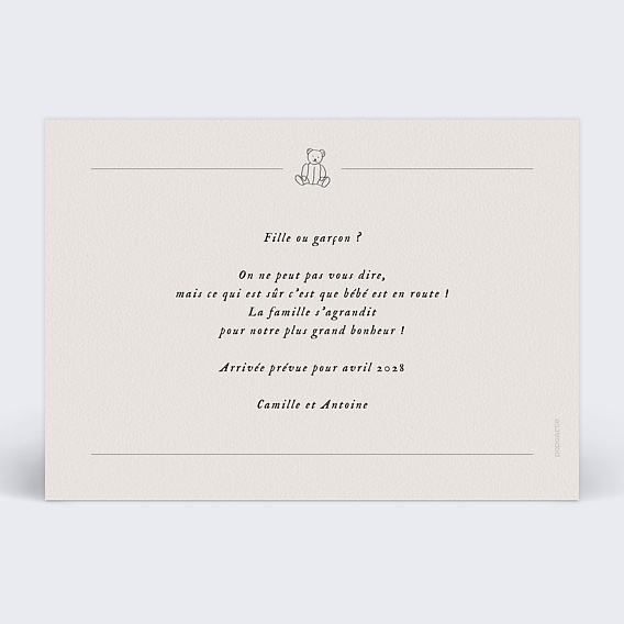 Carte annonce grossesse Télégramme Verso