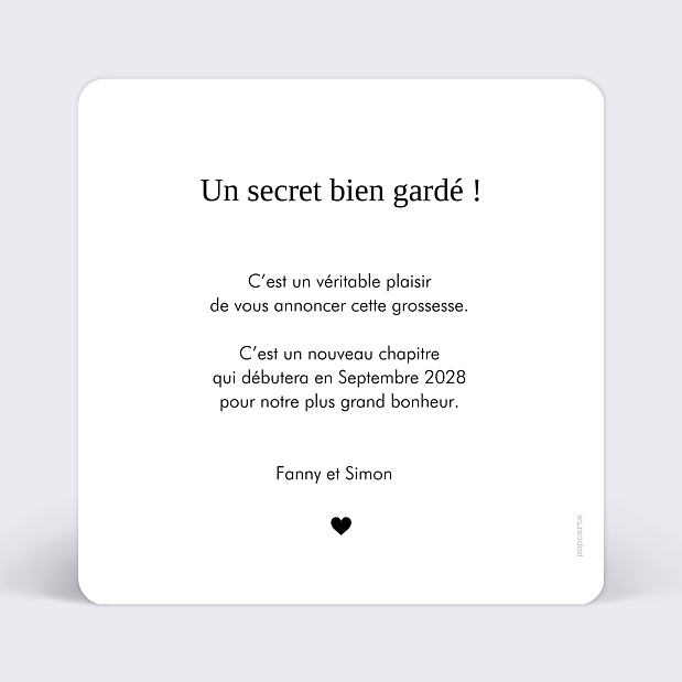 Carte Annonce Grossesse Échographie Polaroid Verso
