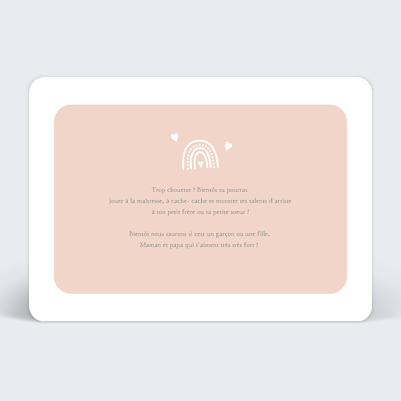 Carte annonce grossesse Annonce à Relier Grande-Sœur Verso