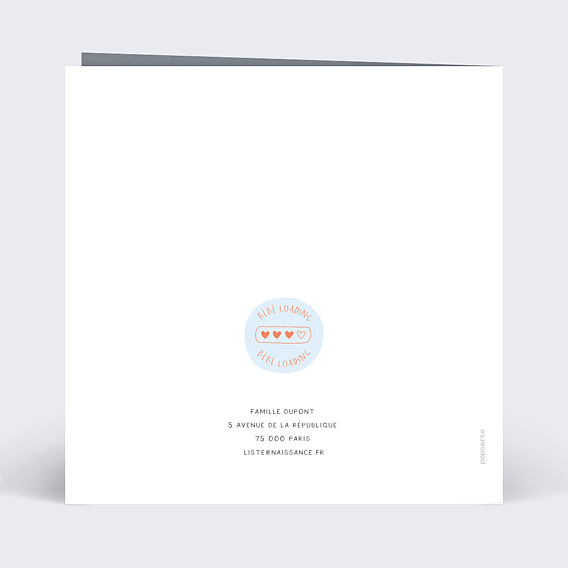 Carte annonce grossesse Bébé Loading Verso