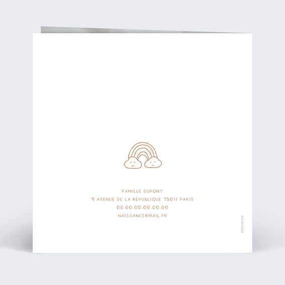 Carte annonce grossesse Couronne Objet Bébé Verso