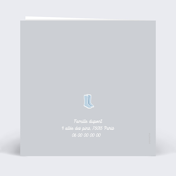 Carte annonce grossesse Famille à Bottes Verso