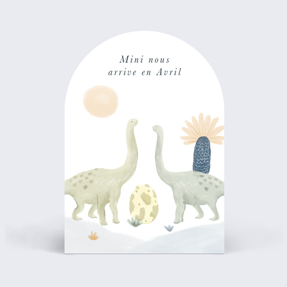 Carte annonce grossesse Famille Dinosaure