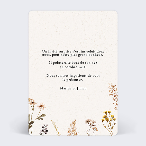 Carte Annonce Grossesse Bouquet Sauvage