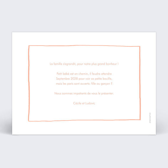 Carte annonce grossesse Papa + Maman simple Verso