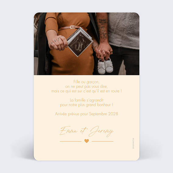 Carte annonce grossesse Notre mois Verso