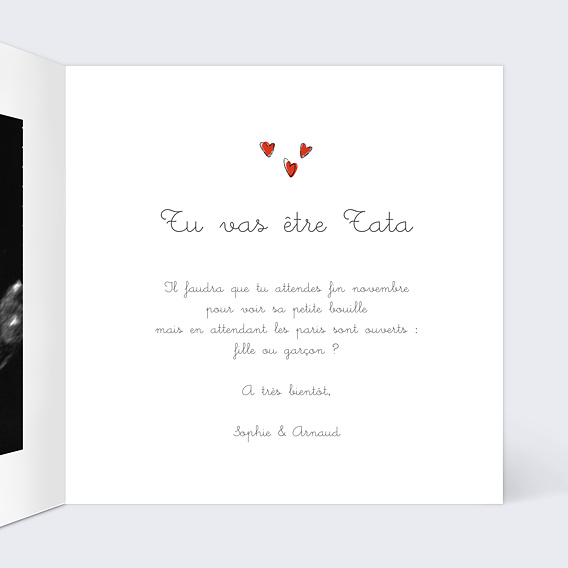 Carte annonce grossesse Bottes de Pluie Intérieur Droit