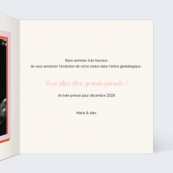 Carte annonce grossesse Confidences Intérieur Droit