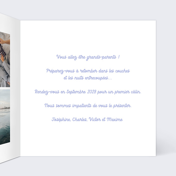 Carte annonce grossesse Famille 2 Enfants Intérieur Droit