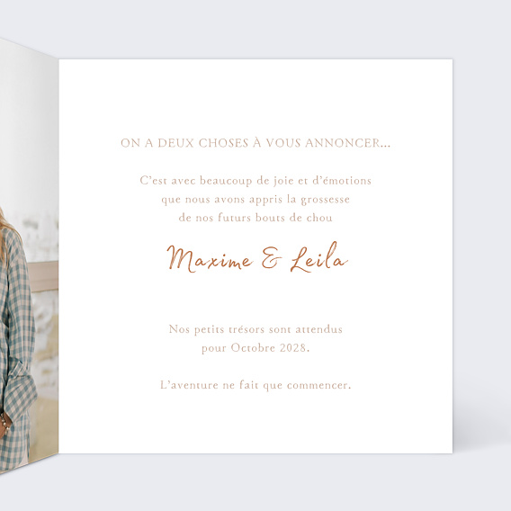 Carte annonce grossesse Jumeaux Intérieur Droit