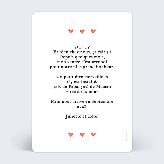 Carte Annonce Grossesse Motif Coeur