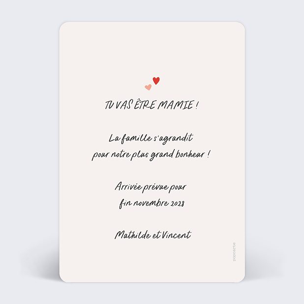 Carte Annonce Grossesse Clémentine Verso