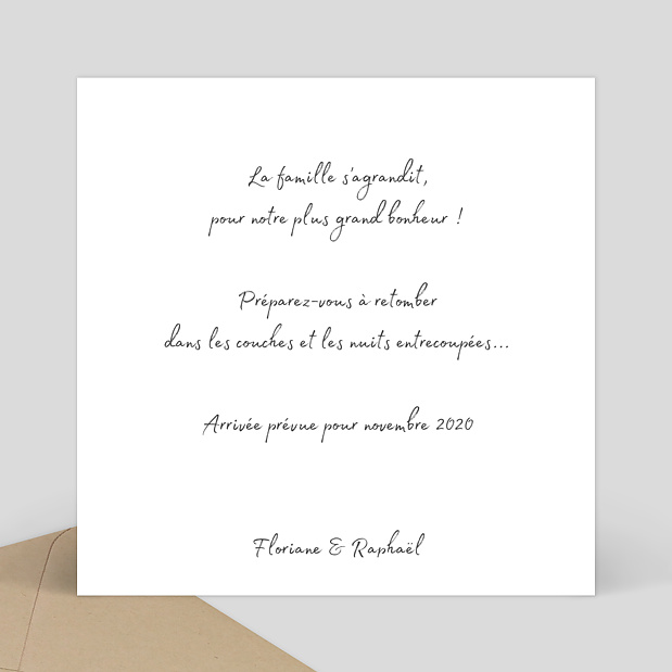 Carte annonce grossesse Polaroïd Verso