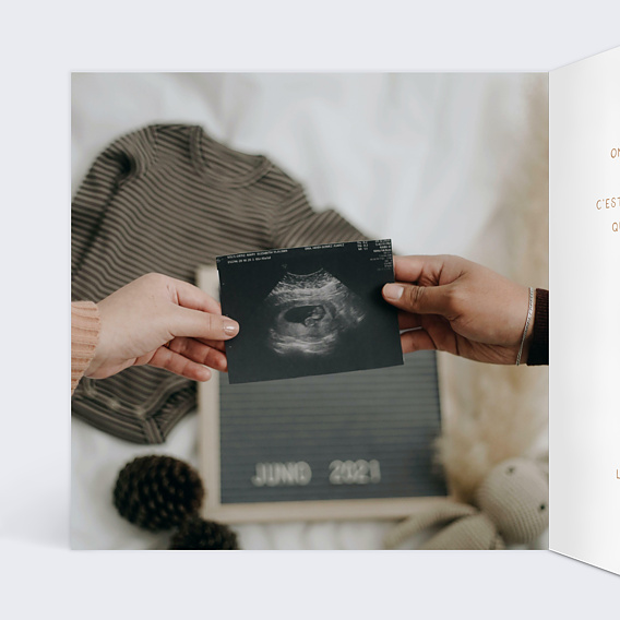 Carte annonce grossesse Couronne Objet Bébé Intérieur Gauche