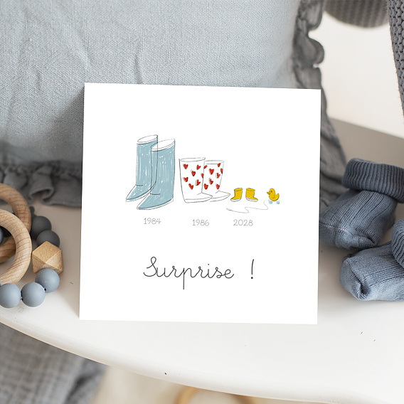 Carte annonce grossesse Bottes de Pluie Après 1
